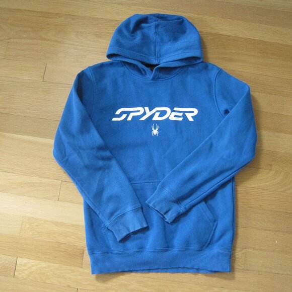 Spyder Boys Royal Blue Hoodie Size L 14-16 Kangaroo Pockets Sweatshirt - Picture 2 of 10